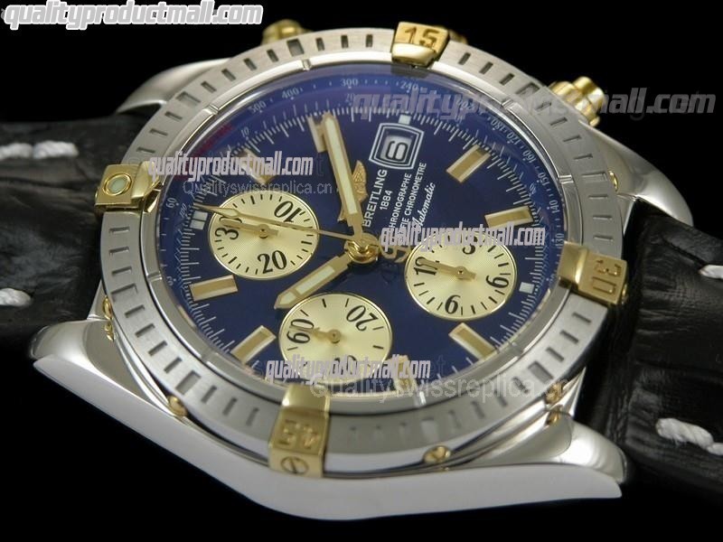 Breitling Choromat Evoluliton V3 Chronograh - Blue Dial - Bi Tone - Leather Strap