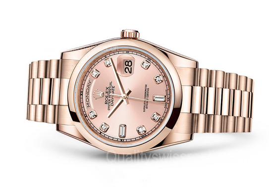 Rolex Day-Date 118205 Swiss Automatic Watch Rose Gold Dial Presidential Bracelet 36MM