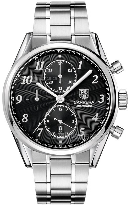 Tag Heuer Carrera Automatic Chronograph-Black Dial Arabic Numerals-Stainless Steel Bracelet 