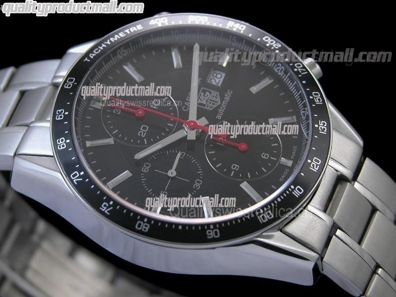 Tag Heuer Carrera Racing 41MM Automatic Chronograph-Black Dial, Black subdials-Stainless Steel Bracelet 