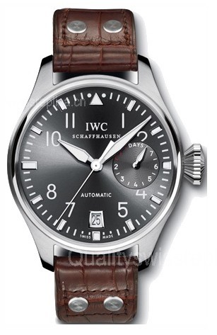IWC Big Pilot Swiss Automatic Man Watch IW500402-Gray Dial Brown Leather Strap