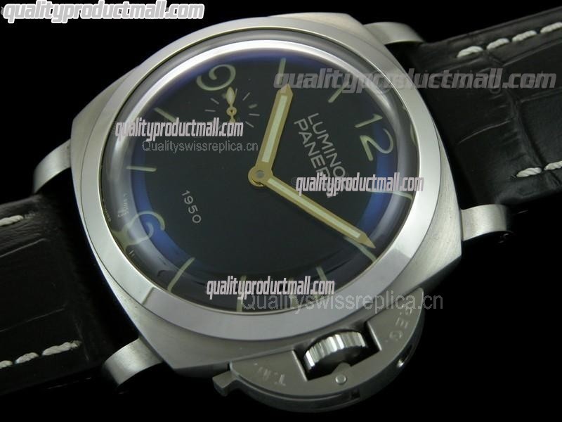 Panerai Luminor PAM127 1950 G Series Handwound Watch-Black Dial-Black Leather Strap