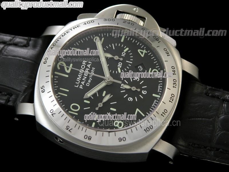 Panerai Ultimate Daylight PAM196 Chronograph-Black Dial Black Subdials-Black Leather Strap