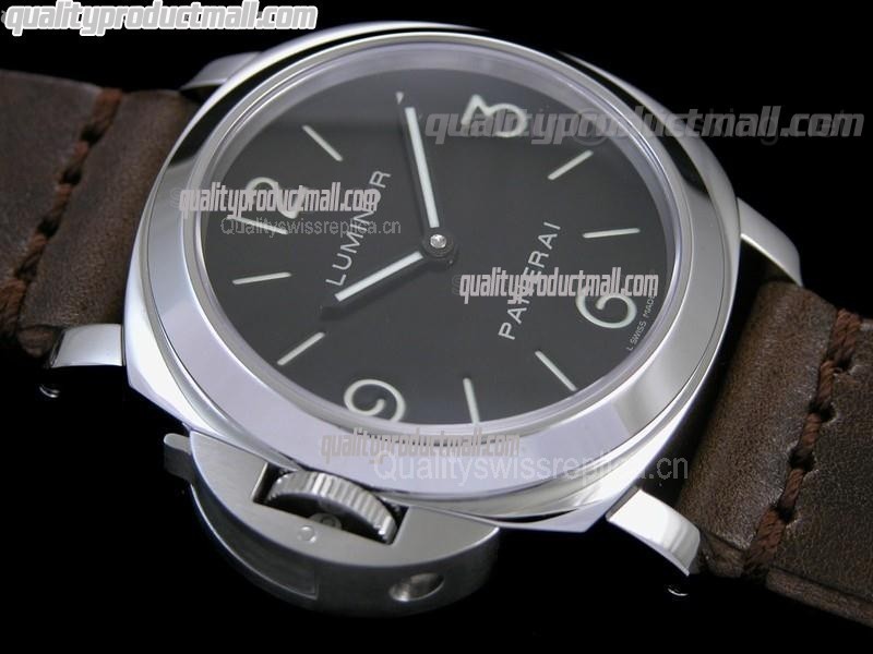 Panerai Luminor Daylight PAM219 Left hand Edition Hand Wound Watch-Black Dial Black Subdials-Brown Leather Strap