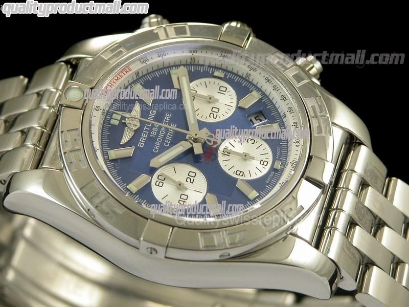 Breitling Chronomat B01 Ultimate 316F Chronograph-Blue Dial White Subdials Index Hour Markers-Stainless Steel Bracelet