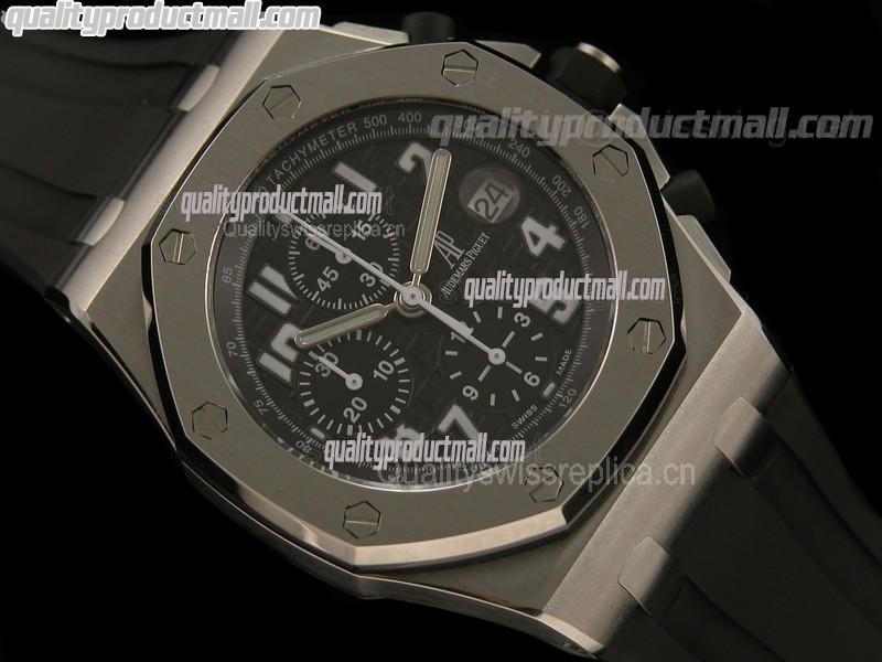 Audemars Piguet Royal Oak Offshore Black Theme Chronograph-Black Textured Dial-Black Rubber Strap