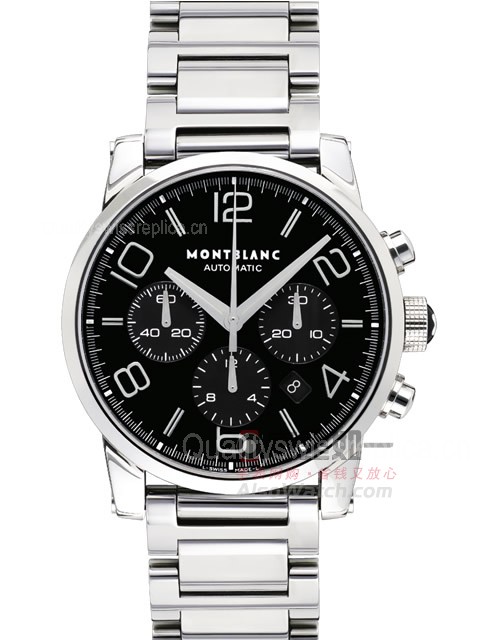 MontBlanc Time Walker Automatic Chronograph-Black Dial-Steel Strap No.09668