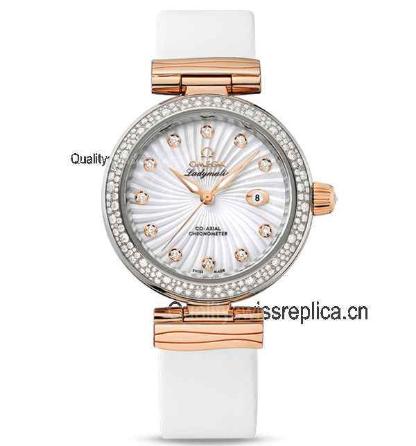 Omega Deville Ladymatic Swiss Automatic Watch White Leather 34mm