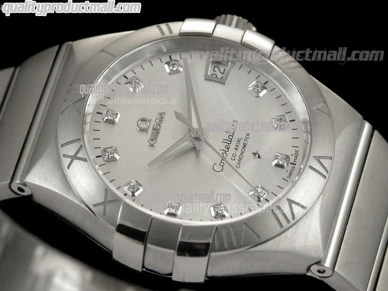 Omega Constellation Double Eagle Swiss-Silver Dial-Stainless Steel Linked Strap