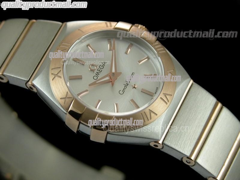 Omega Constellation Ladies Perlmutt Swiss Quartz-Silver Dial-Stainless Steel TT Linked Strap