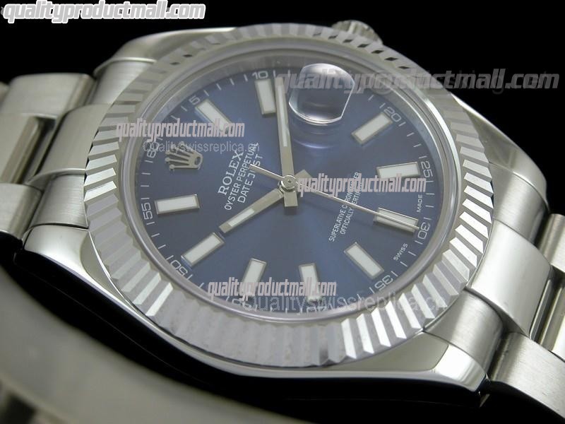 Rolex Datejust II 41mm Swiss Automatic Watch-Blue Dial Luminous Index hour markers-Stainless Steel Oyster Bracelet