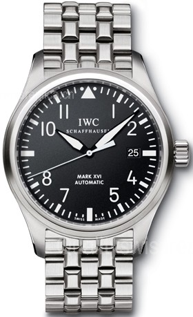 IWC Pilot Mark XVI Swiss Automatic Watch IW325504-Black Dial-Steel Strap 