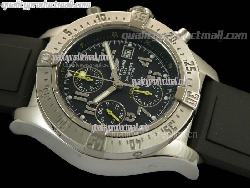 Breitling Skyland Avenger Chronograph-Grey Dial Grey Subdials Yellow needles-Diver's Rubber Strap