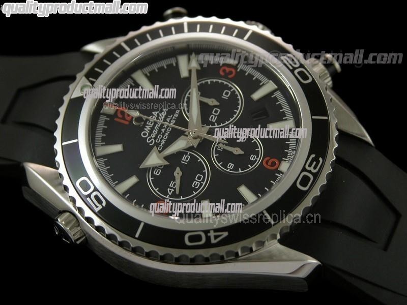 Omega Planet Ocean 45.5 Chrono - Black Dial - Black Rubber Strap