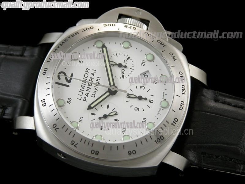 Panerai PAM251 Luminor Daylight Automatic Chronograph White Dial - Black Leather Strap