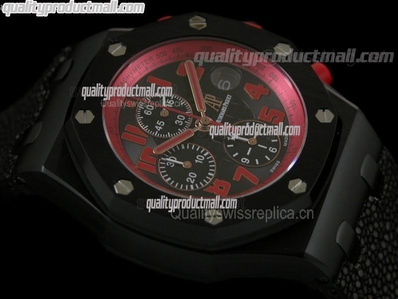 Audemars Piguet Royal Marcus Limited Edition Chronograph-Black Checkered Dial Numeral Hour Markers-Black Leatherr Strap