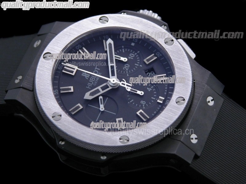 Hublot Big Bang ICE BANG II Limited Edition Chronograph-Black Dial Numeral Hour Markers-Black Rubber Strap