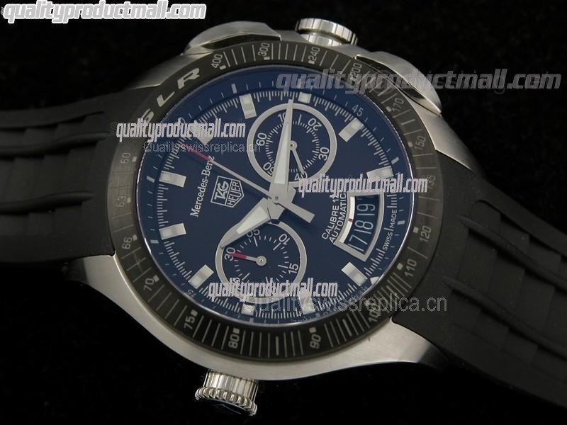 Tag Heuer SLR Calibre 17 100M Automatic Chronograph-Blue Dial-Black Rubber Strap