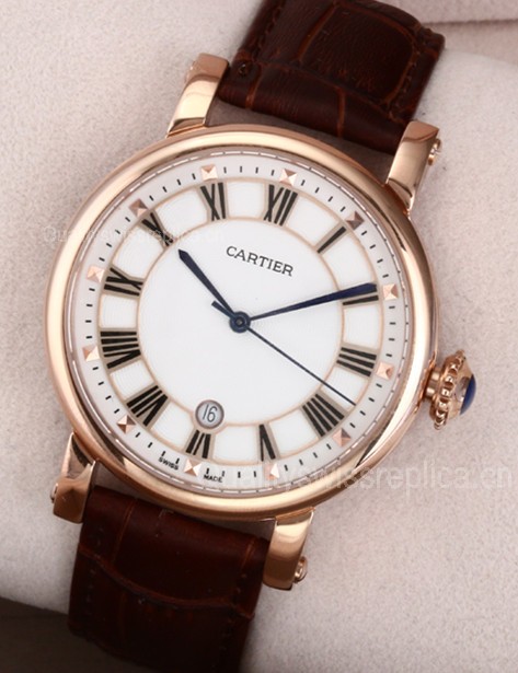 IWC Portofino Automatic Watch Swiss 2892 - White Dial With Roman Numeral Marker - Brown Leather Strap