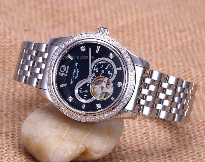 Patek Philippe Complication Skeleton Diamonds Bezel Swiss Automatic Watch 