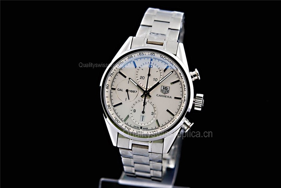 Tag Heuer Carrera Chronograph-White Dial Black Index Hour Markers-Stainless Steel Bracelet 002