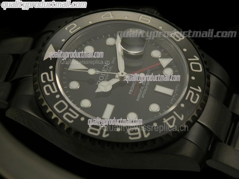 Rolex GMT II Pro Hunter Swiss Automatic Watch-Black Dial-Stainless Steel Oyster Bracelet