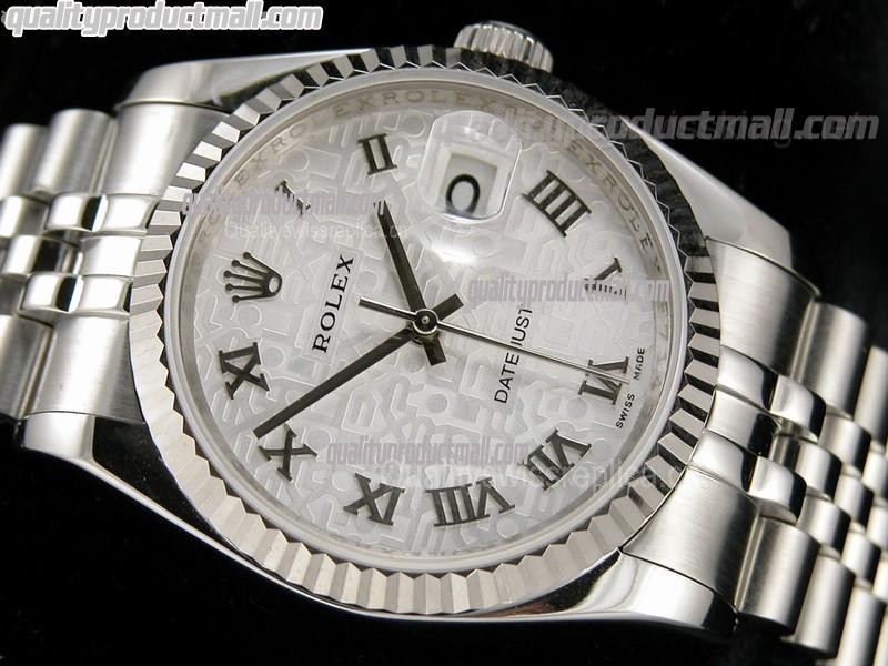 Rolex Datejust 36mm Swiss Automatic Watch-Grey Jubilee Dial Roman Numeral Hours-Stainless Steel Jubilee Bracelet 