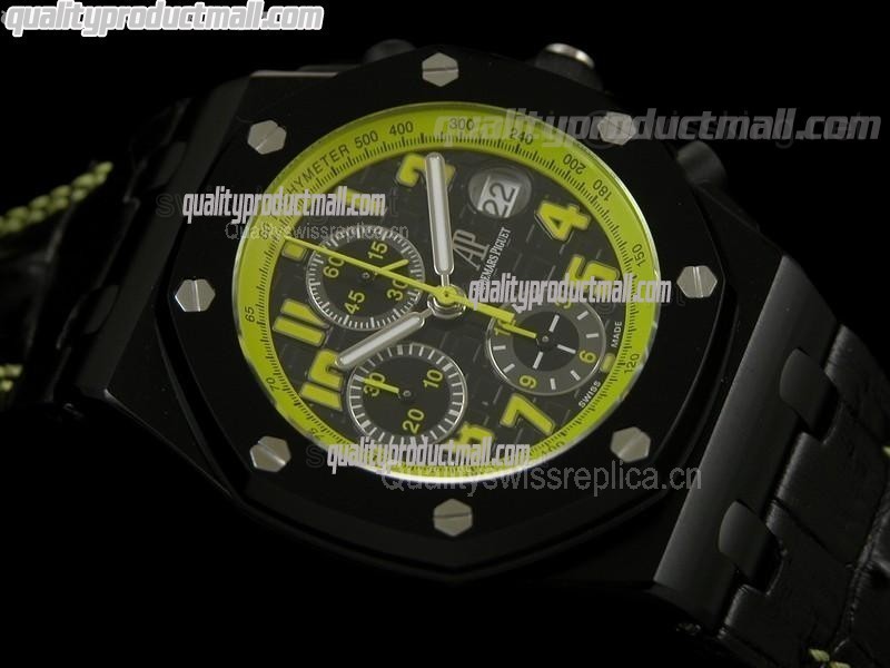 Audemars Piguet Royal Oak Offshore Transformers Bumblebee Limited Edition Chronograph-Black Dial-PVD-Black Leather Strap