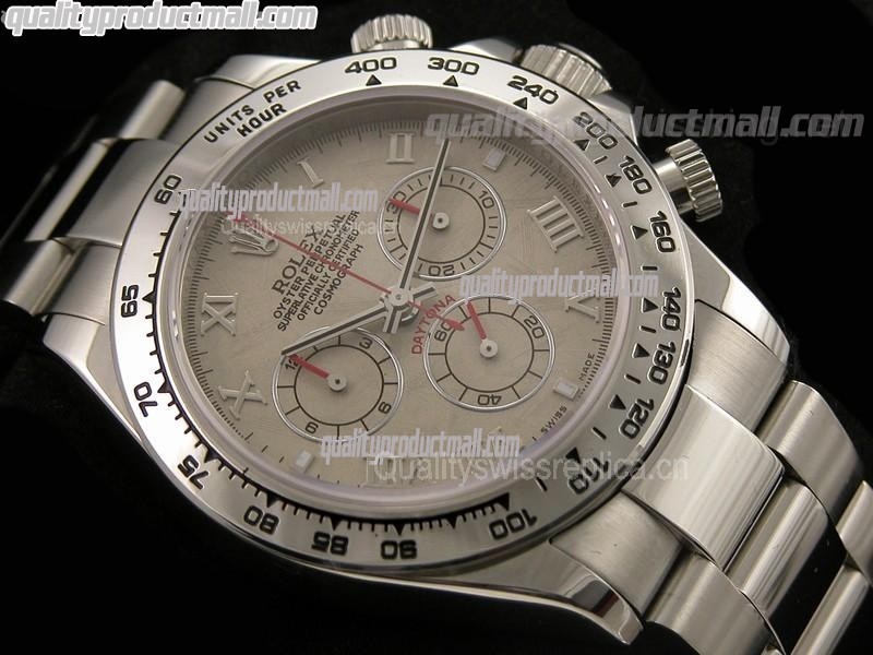 Rolex Daytona Swiss Chronograph-Grey Dial Silver Subdials-Red Chronograph-Stainless Steel Oyster Bracelet