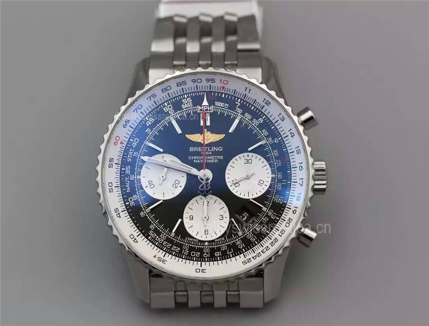 High-end Replica Breitling Watches - Classic Black Dial Stainless Steel Casing