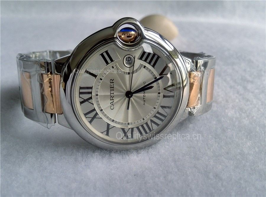 Cartier Ballon Bleu Silver Swiss ETA2824 Automatic Man Watch W69009Z3 Rose Gold