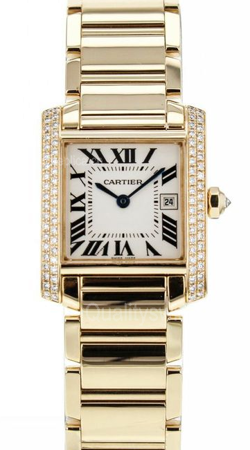 Cartier Tank Francaise Quartz watch Diamonds Bezel Yellow Gold 