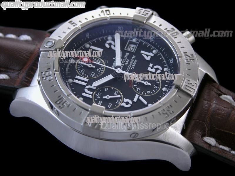 Breitling Skyland Avenger Chronograph-Black Dial Black Subdials-Brown Leather Bracelet