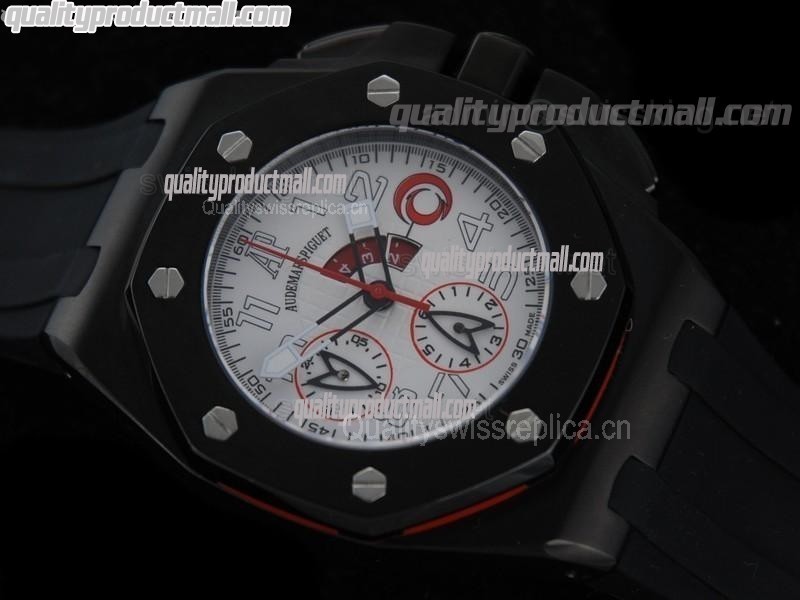 Audemars Piguet Alinghi Team Chronograph-White Dial Numeral Hour Markers-Black Rubber Strap