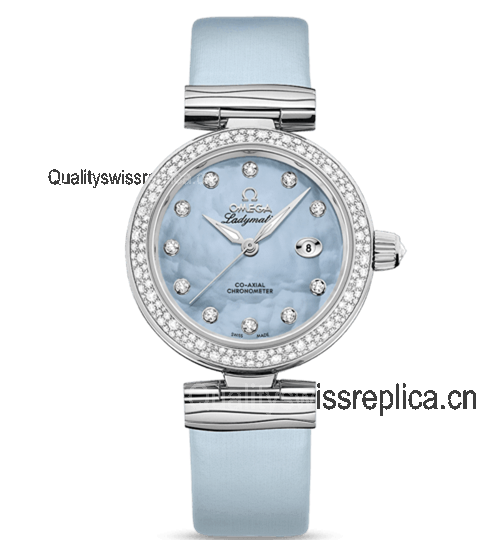 Omega De Ville Ladymatic Automatic Watch Baby Blue MOP Dial 34mm  
