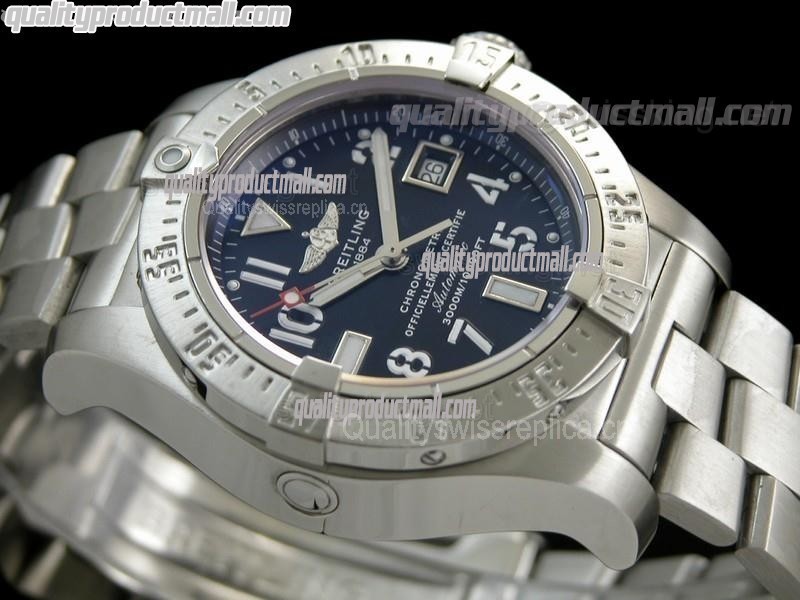 Breitling Avenger Seawof Ultimate Automatic Watch-Blue Dial Numeral Hour Markers-Stainless Steel Bracelet 