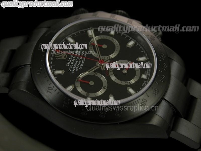 Rolex Daytona Pro Hunter Sticks-Black Dial, Silver Subdials-Matt Finish Black PVD Stainless Steel Oyster Bracelet