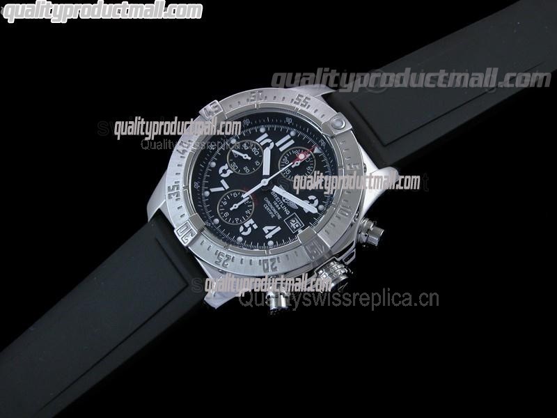 Breitling Skyland Avenger Chronograph-Black Dial Black Subdials-Diver's Rubber Strap