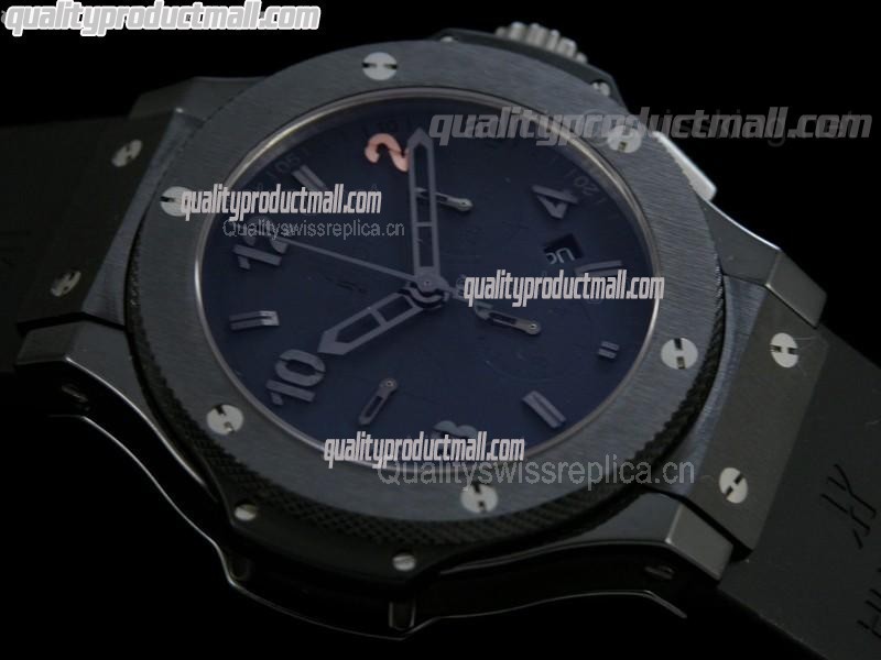 Hublot Big Bang Limited Editon Chronograph-Black Tempus Dial Numeral Hour Markers-Black Rubber Strap