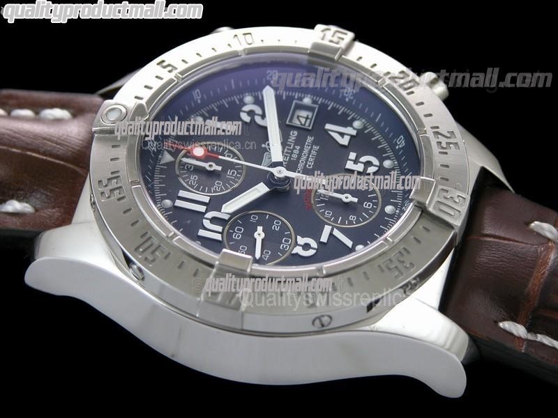 Breitling Skyland Avenger Chronograph-Blue Dial Blue Subdials-Brown Leather Bracelet