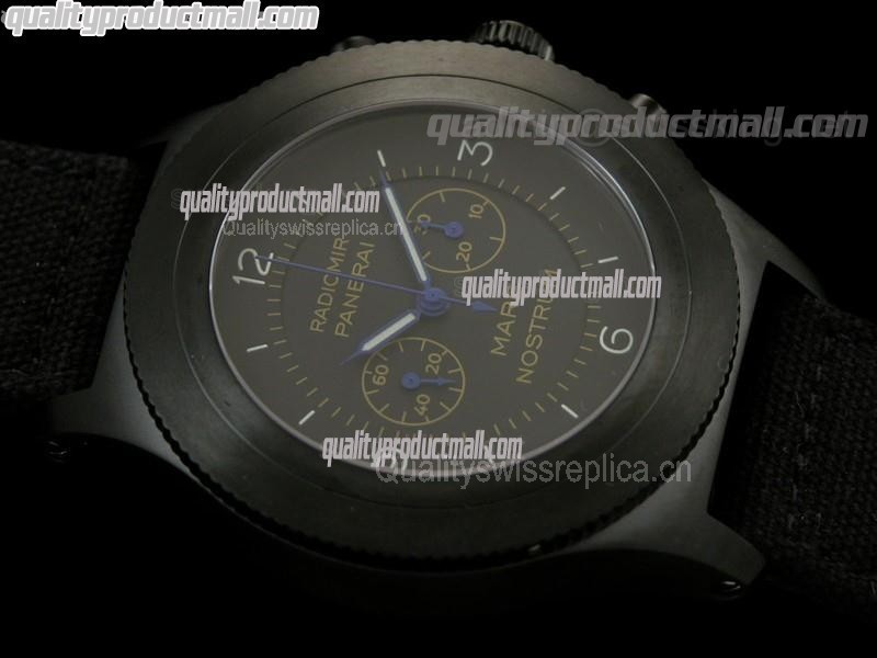 Panerai PAM300 Mare Nostrum PVD Venus Handwound Chronograph - Black Nylon Strap