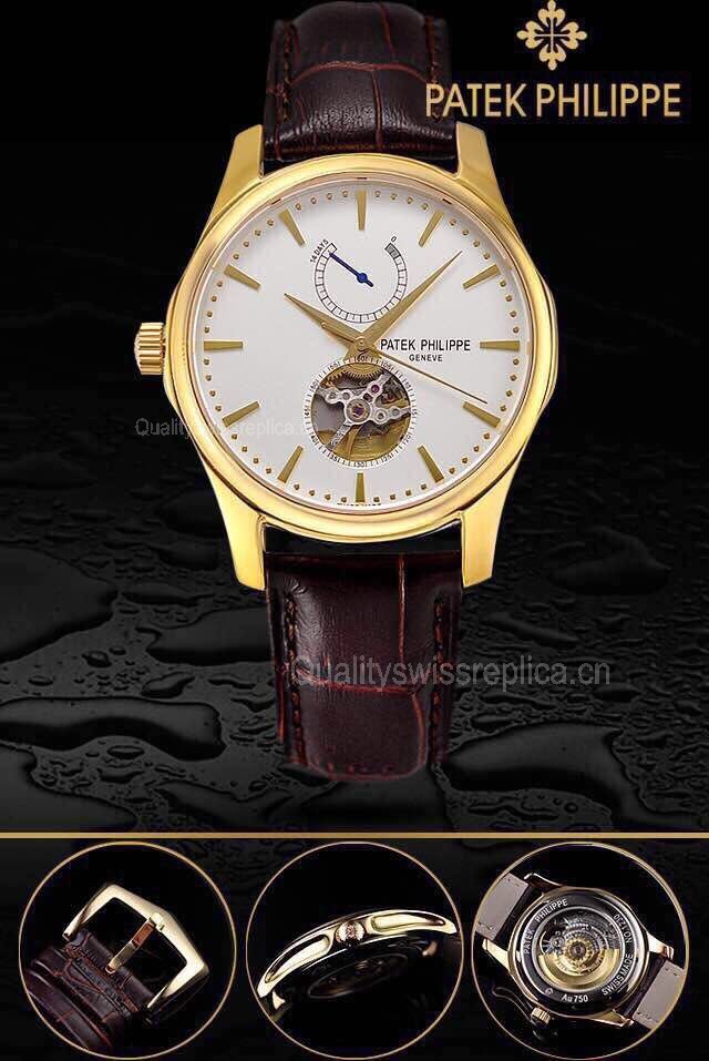 Patek Philippe 2015 Basel Complication Automatic Watch-Yellow Gold White Dial-Brown Leather Strap