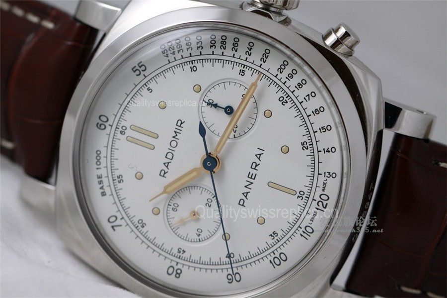 Panerai Radiomir 1940 Chronograph Swiss Automatic Chronograph-White Dial Brown Leather Strap