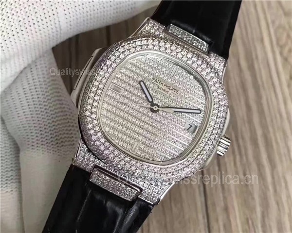Patek Philippe Nautilus Swiss Automatic Watch Diamonds Dial Steel 40mm