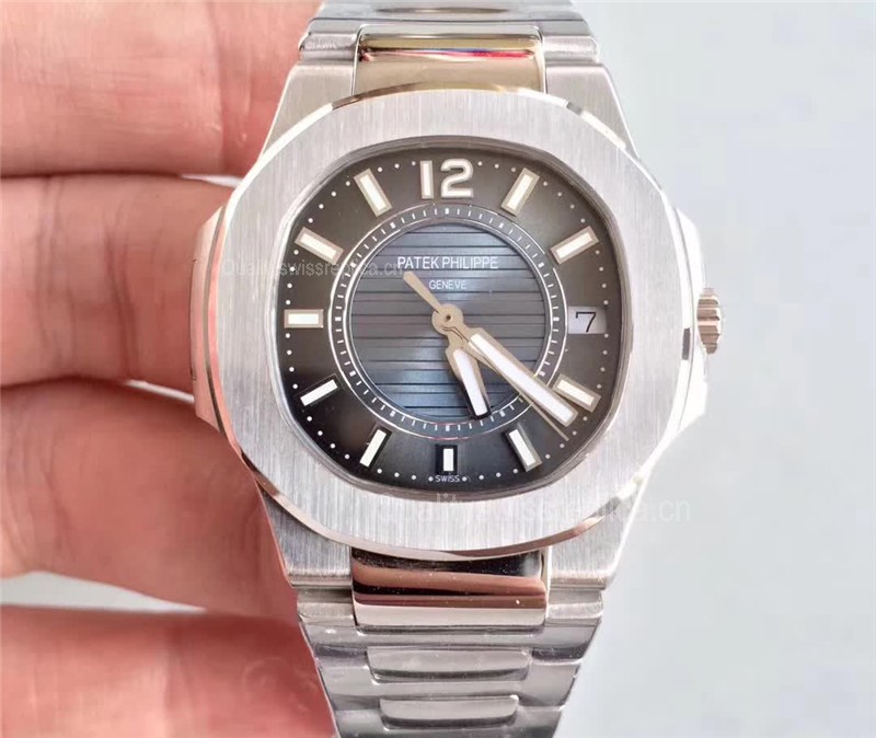 Patek Philippe Nautilus Quartz Watch Dark Gray Dial 32mm 