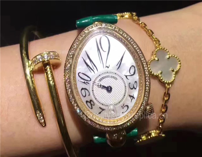 Breguet Reine De Naples Automatic Watch Green Leather