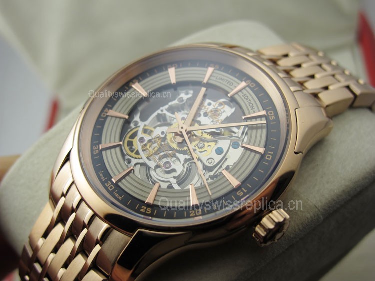 Omega De Ville Automatic Watch-Skeleton Dial-Stainless Steel Strap