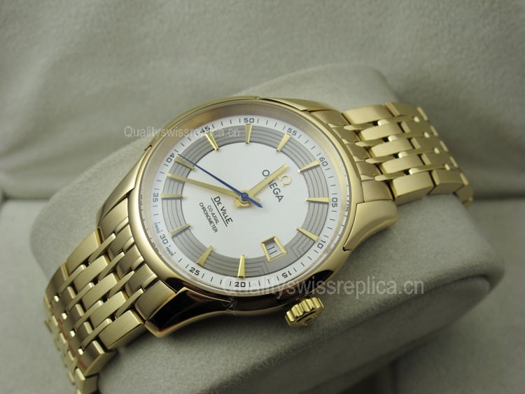 Omega De Ville Automatic Watch 18K Gold-Concentric Circle Dial-Stainless Steel Strap