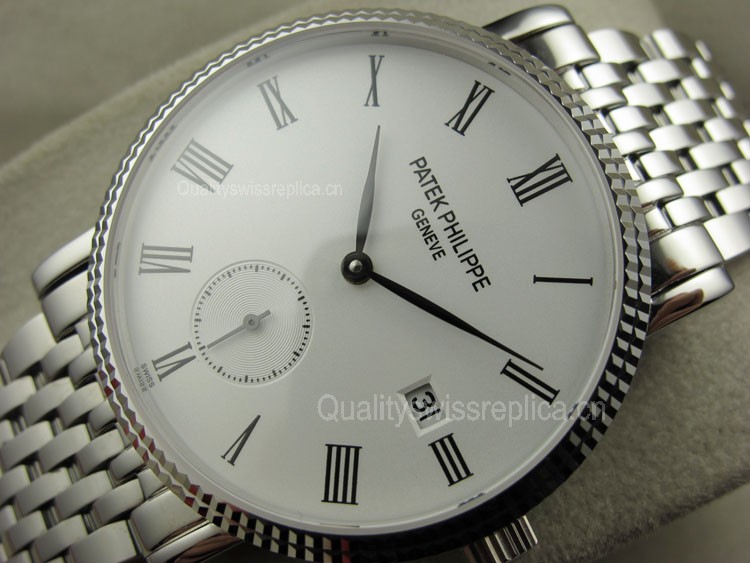 Patek Philippe Calatrava Roman Marker 18K White Gold Swiss 2824 Automatic Watch 
