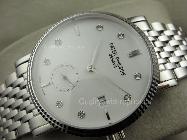 Patek Philippe Calatrava Diamond Marker 18K White Gold Swiss 2824 Automatic Watch 